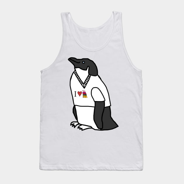 Penguin Wearing a T-Shirt Tank Top by ellenhenryart